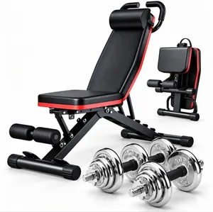 دنابل 30 كغ + بنش تمارين قابل للتعديل للبيع 30 KG Adjustable Dumbbells + Workout  Bench for Sale