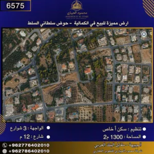 إعلان رقم (6575) أرض مميزة للبيع في الكمالية – حوض السط / سلطاني