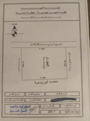 بيع ارض في كراز في طريق ما بين مدرسة بدر و سوق السلام