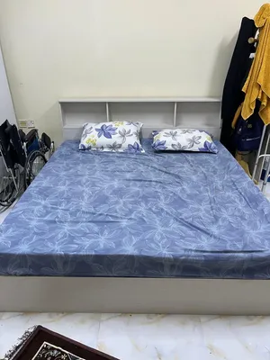 Double Bed with Headboard Storage - Light Wood Finish