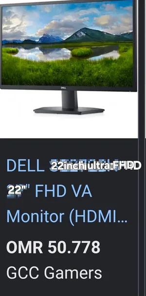 dell monitor 22 inch ultra FHD 4k support 75hrt professional workers gaming HDMI VGA PORT DISPLAY