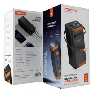 بطارية شحن50000 مللي أمبير من بورودو (20 واط) Porodo Power Boost 50000mAh Power Bank (PD 20W)