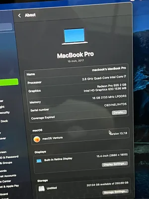 MacBook Pro 15 2017 Touch Bar - Core i7 / 16GB / 256GB