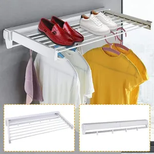 Laundry Drying Rack Airer, Wall Mounted Retractable Clothes Drying Rack Collapsible Folding Indoor O