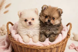 Pomeranian male and female 3 months old with vaccination and passports