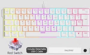 NACODEX 65% Compact Mechanical Keyboard –  Gaming Keyboard with Linear Red switches
