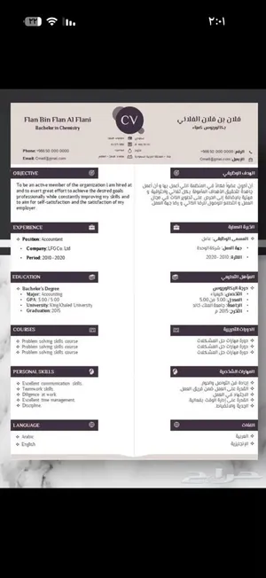 cv احترافي للشركات بسعر رمزي