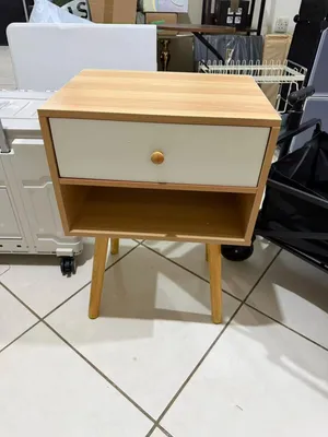 wood and white colord bed side table available for sell, brand new and in good condition, fully work