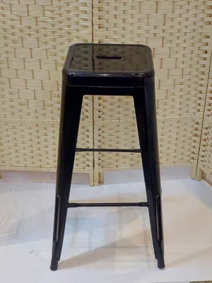 كرسي بار وحديقة معدني أسود رفيع داخلي وخارجي black metal bar and garden chair for indoor and outdoor