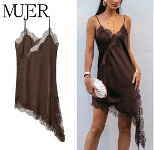 Lace Satin Mini Dress
