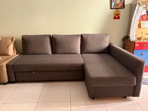 URGENT SALE  IKEA FRIHETEN L-shaped grey fabric sofa-cum-bed with storage - excellent condition