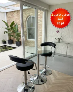 طقم انيق - كرسين فخمين ستول - مع طاولة زجاجية - فخامة لبيتك او كافيهك - عروض مستمره