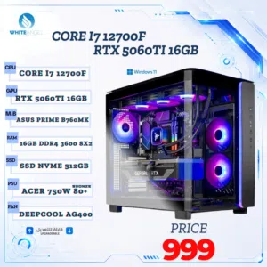 اجهزة كمبيوتر العاب CORE I7 12700F بكرت RTX 5060 TI 16GB رام 16 3600MHZ بي سي جيمنج بافضل الاسعار