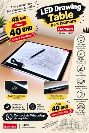 Isomars LLB03 LED Drawing Board – A2 Size  40 BHD – Limited-Time Offer