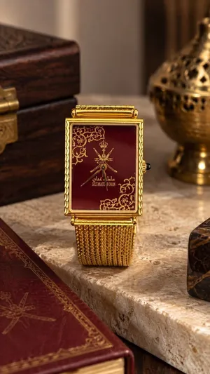 الشعار العماني ساعة سويسري اصلي مطلية ذهب عيار 21 ماركةً نيو لايف
