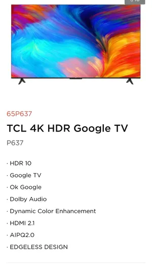 TCL 55&. P637 4K HDR Google TV TCL P637 Series 55-inch Smart TV in excellent condition.