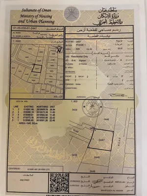 ارض سكنيه للبيع (المعبيله الشماليه)