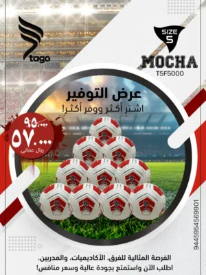 كرة القدم Tago MOCHA – مقاس 5 لملاعب الترتان والمعشب