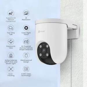 كاميرا مراقبة واي فاي 5MP مطريه خارجي 360 درجة تحكم كامل عن طريق ابلكيشن H8c pro مع إنذار