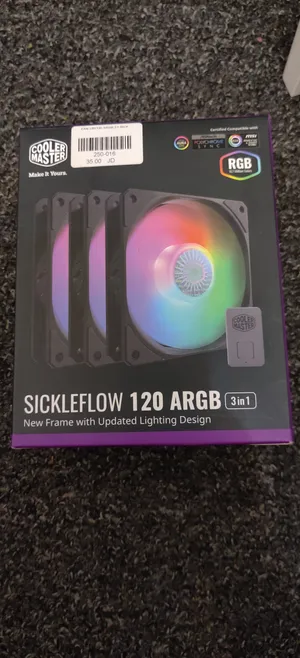 3 مراوح كيس كولر ماستر SICKLEFLOW 120mm ARGB مستخدمين شبه الجديد قياس 120 مم