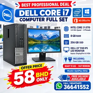 DELL Core i7 Computer Full Set DELL 23 Full HD IPS LED Monitor 8GB RAM New 256GB SSD