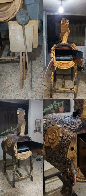 فرن خارجي مميز على شكل شجرة واخشاب