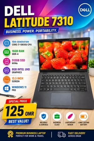 DELL CORE i7 10th GENERATION 16GB RAM 512GB SSD 13.3 INCH SCREEN DELL LATITUDE 7310 لابتوب Dell Lat