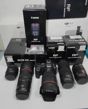 Canon R6 Mark II, EOS R, EF 24-70 II RF 100mm, RF 100-400, RF85, RF35, LP-E6NH check description