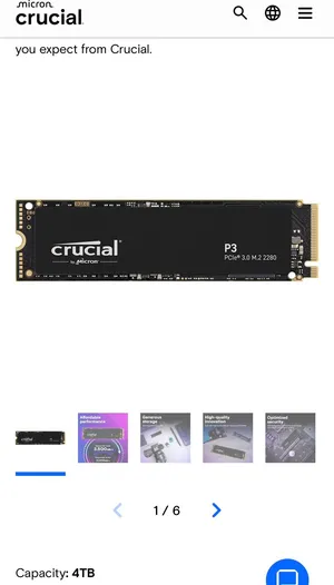 4TB Crucial P3 PCIe Gen3 NVMe SSD