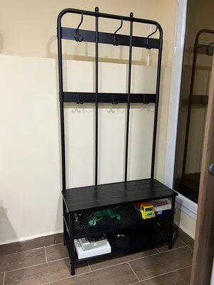 علاقة ملابس مع مقعد ورفوف  Coat Rack with Bench & Shelves