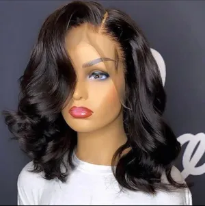 Lace Front Hair Afro Curl Bob Wig Synthetic Human Hair American Women's Fashion Wigs