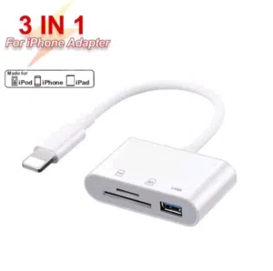 قارئ بطاقات iPhone في لأجهزة iPhone/iPad/iPod يحتوي على منفذ USB ومنفذ لبطاقة SD ومنفذ Micro SD