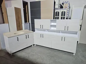 كاونتر MDF خشب مترين ارضي وملحق مع سنك متر و20 مرمر .