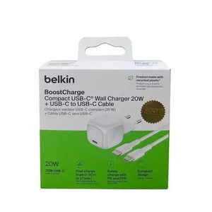 Belkin BoostCharge 20W USB-C Cube Wall Charger With USB-C To USB-C Cable -White