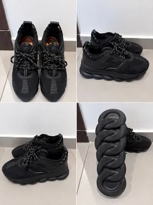 VERSACE CHAIN REACTION SHOES MEN BLACK SIZE 42 1900 SAR