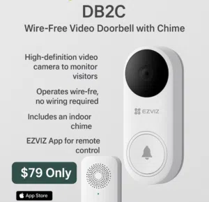 EZVIZ DB2C – جرس باب ذكي لاسلكي بكاميرا وجرس داخلي