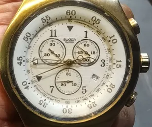 ساعة سواتش سويسرية أصلية Swatch Irony Chrono Golden Chest نادر جداً
