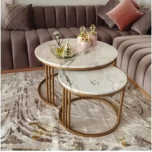 Luxury Marble Nesting Coffee Tables – Gold & Black