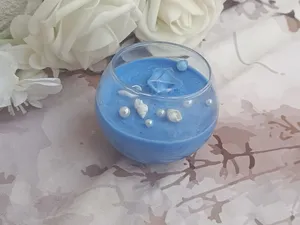 شمعه البحر السمائيه ديكوري المزينه المحار الصغير واللؤلو حجم الجار صغير زجاجي