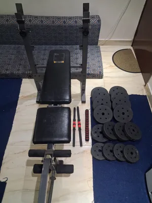 جهاز رياضه دكه و دمبلين و بار في نفس الوقت