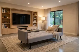 استلم وادفع كنبة سرير مودرن رمادي بحامل اكواب مدمج للبيع بحالة ممتازةSofa Bed with Built in Cup Hold