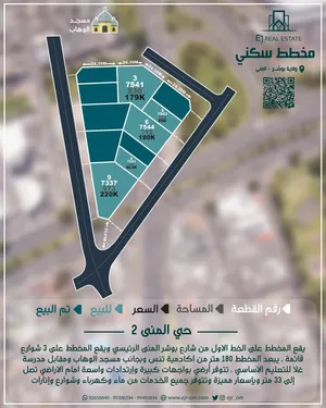 مخطط مميز وفي موقع نادر العرض في السوق العقاري بولاية بوشر المنى