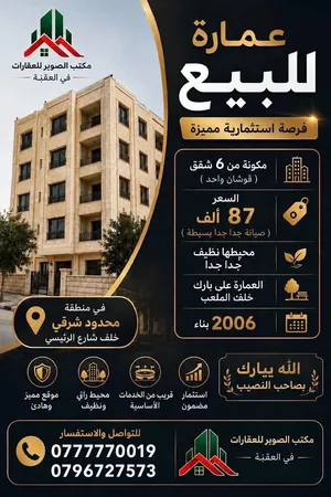 عمارة للبيع 6 شقق محدود الشرقي خلف شارع الرئيسي جانب ممو مقابل بارك إكمل المنشور في الأسفل