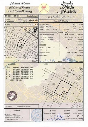 Very special plot close to Hail North beach. أرض في منطقة راقية بالقرب من شاطئ الحيل الشمالية
