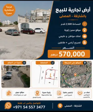 ارض تجاريه في المصلي زاويه تملك مواطن وخليجي فقط للبيع ارضي وطابقين في المصلى مساحة 2500 قدم موقع