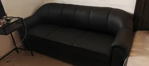 sofa leather 3 seater black color