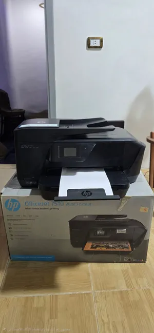 طابعة HP OfficeJet 7510 (A3) شاملة مستعمله وشبه جديدة معها كرتونها