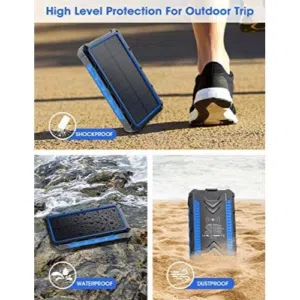 باور بانك شمسي DJROLL سعة 36000mAh يشحن 9 مرات فل كامل سعة كبيرة 36000mAh