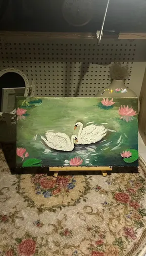لوحة فنية مرسومة يدويا - Swan lake