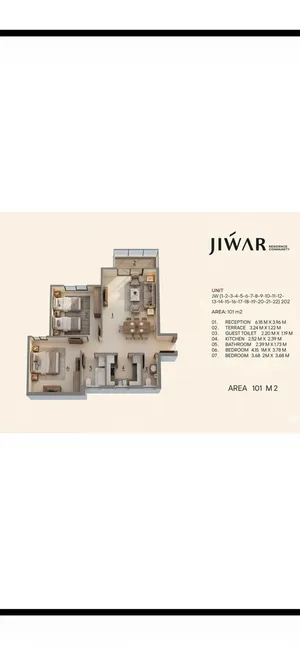100 m2 2 Bedrooms Apartments for Sale in Cairo New Cairo